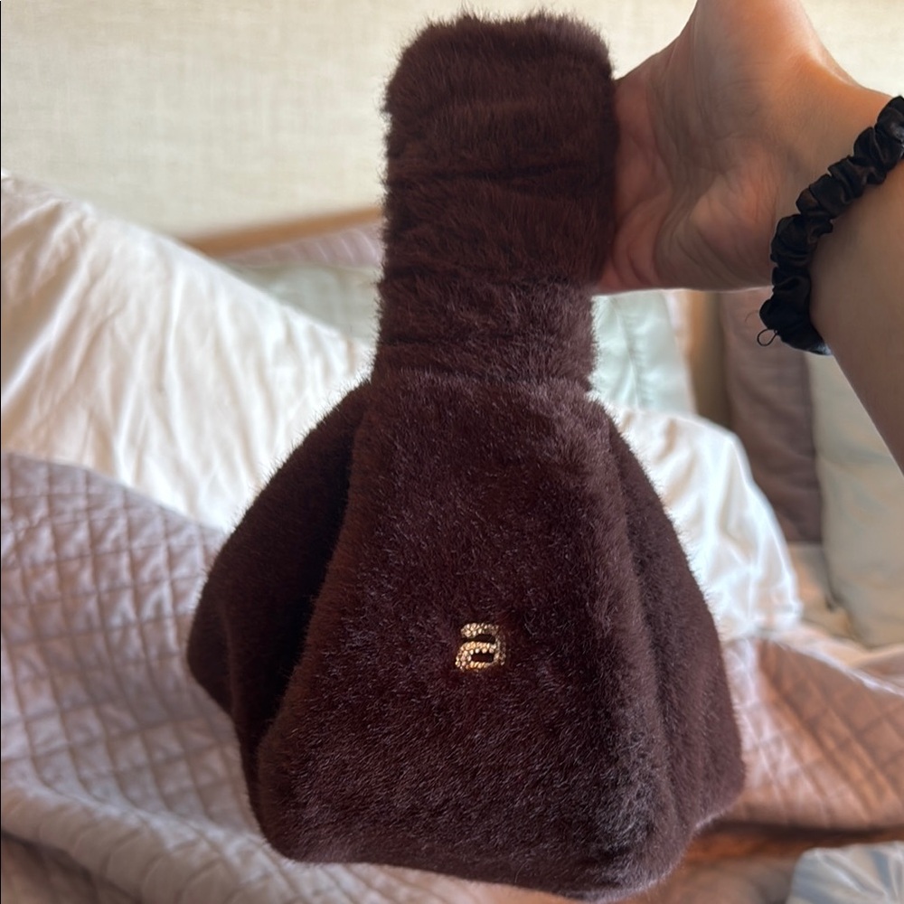 ALEXANDER WANG scrunchie small baguette luxury faux fur bag